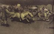Frederic Remington A Night Attack on a Government Wagon Train (mk43) oil on canvas